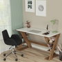 Hanah Home Lungo Escritorio de Estudio Roble Oscuro y Blanco